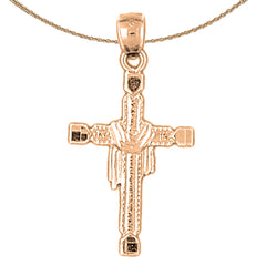 14K or 18K Gold Cross With Shroud Pendant