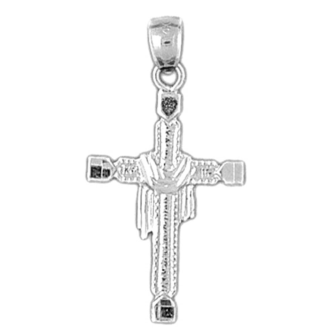 14K or 18K Gold Cross With Shroud Pendant