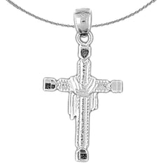 14K or 18K Gold Cross With Shroud Pendant