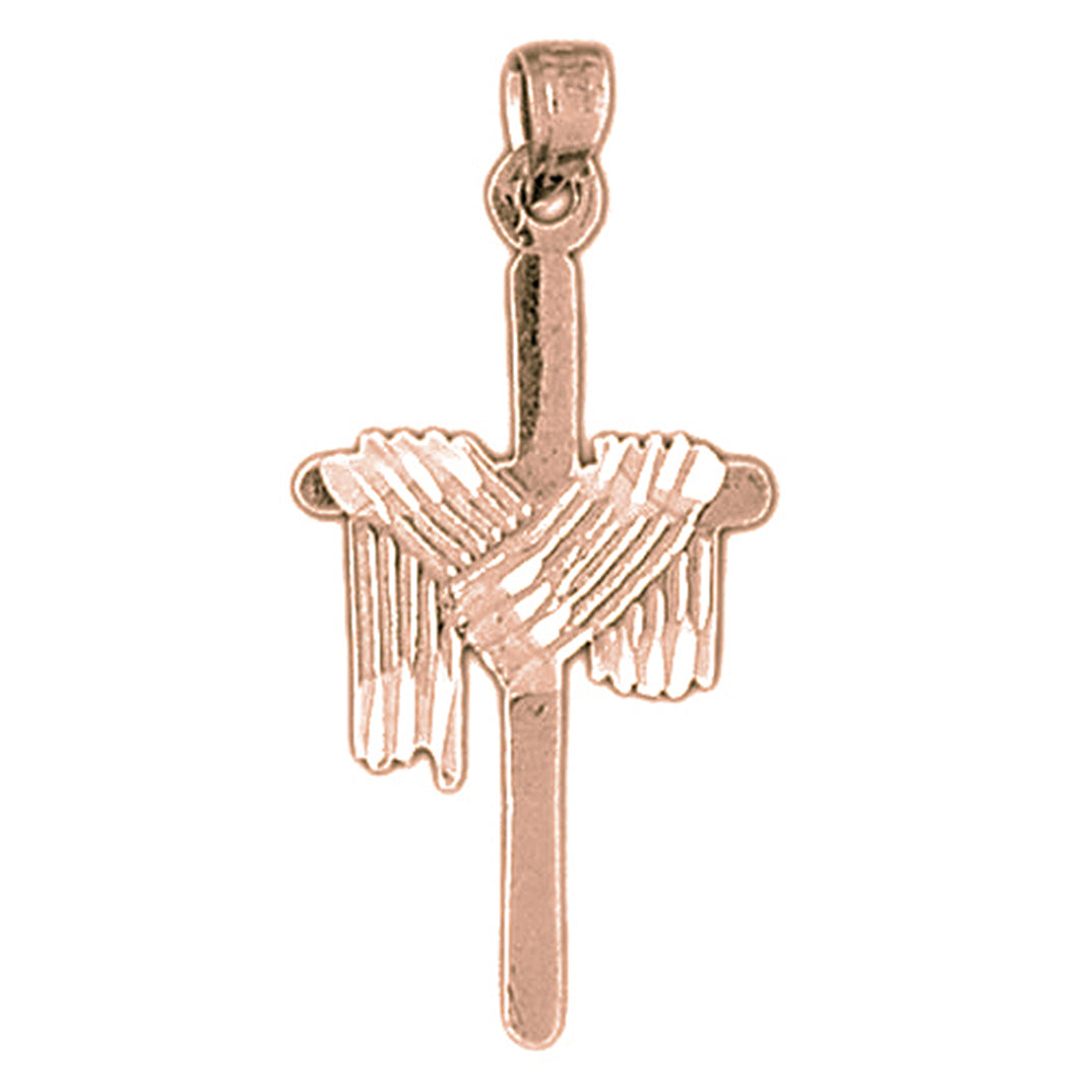 14K or 18K Gold Cross With Shroud Pendant