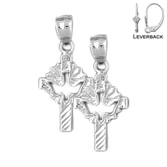 14K or 18K Gold Dove & Cross Earrings