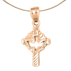 14K or 18K Gold Dove & Cross Pendant