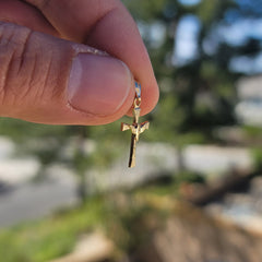 14K or 18K Gold Dove & Cross Pendant