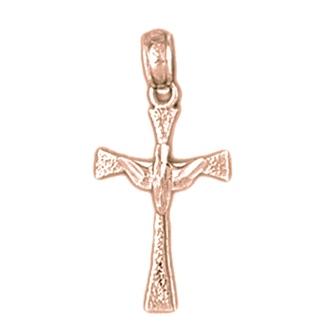 14K or 18K Gold Dove & Cross Pendant