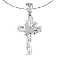 14K or 18K Gold Dove & Cross Pendant