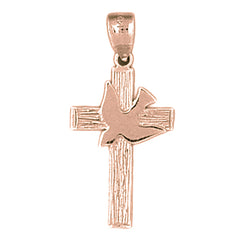 14K or 18K Gold Dove & Cross Pendant