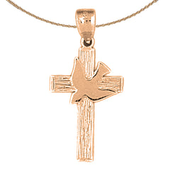 14K oder 18K Gold Taube &amp; Kreuz Anhänger