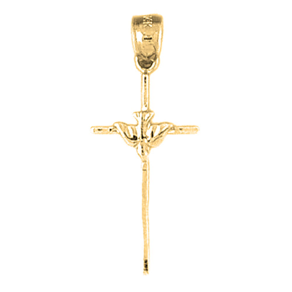 14K or 18K Gold Dove & Cross Pendant