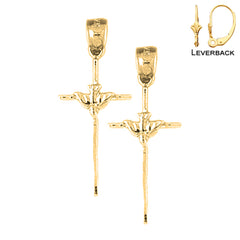 14K or 18K Gold Dove & Cross Earrings