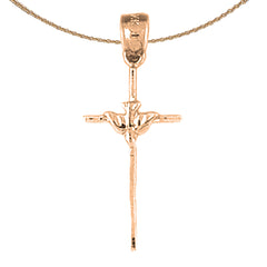 14K oder 18K Gold Taube &amp; Kreuz Anhänger