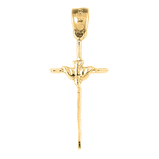 14K or 18K Gold Dove & Cross Pendant