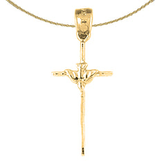 14K oder 18K Gold Taube &amp; Kreuz Anhänger