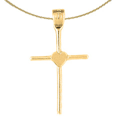 14K or 18K Gold Heart & Cross Pendant