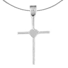 14K or 18K Gold Heart & Cross Pendant