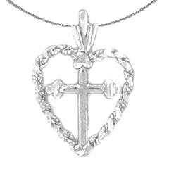 14K or 18K Gold Heart & Cross Pendant