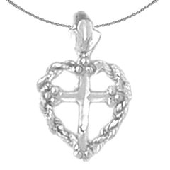 14K or 18K Gold Heart & Cross Pendant