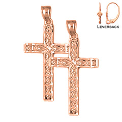 14K or 18K Gold Latin Cross Earrings