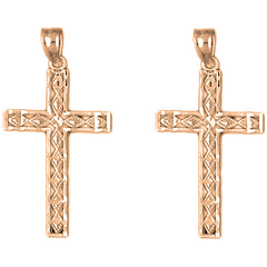 14K or 18K Gold 31mm Latin Cross Earrings