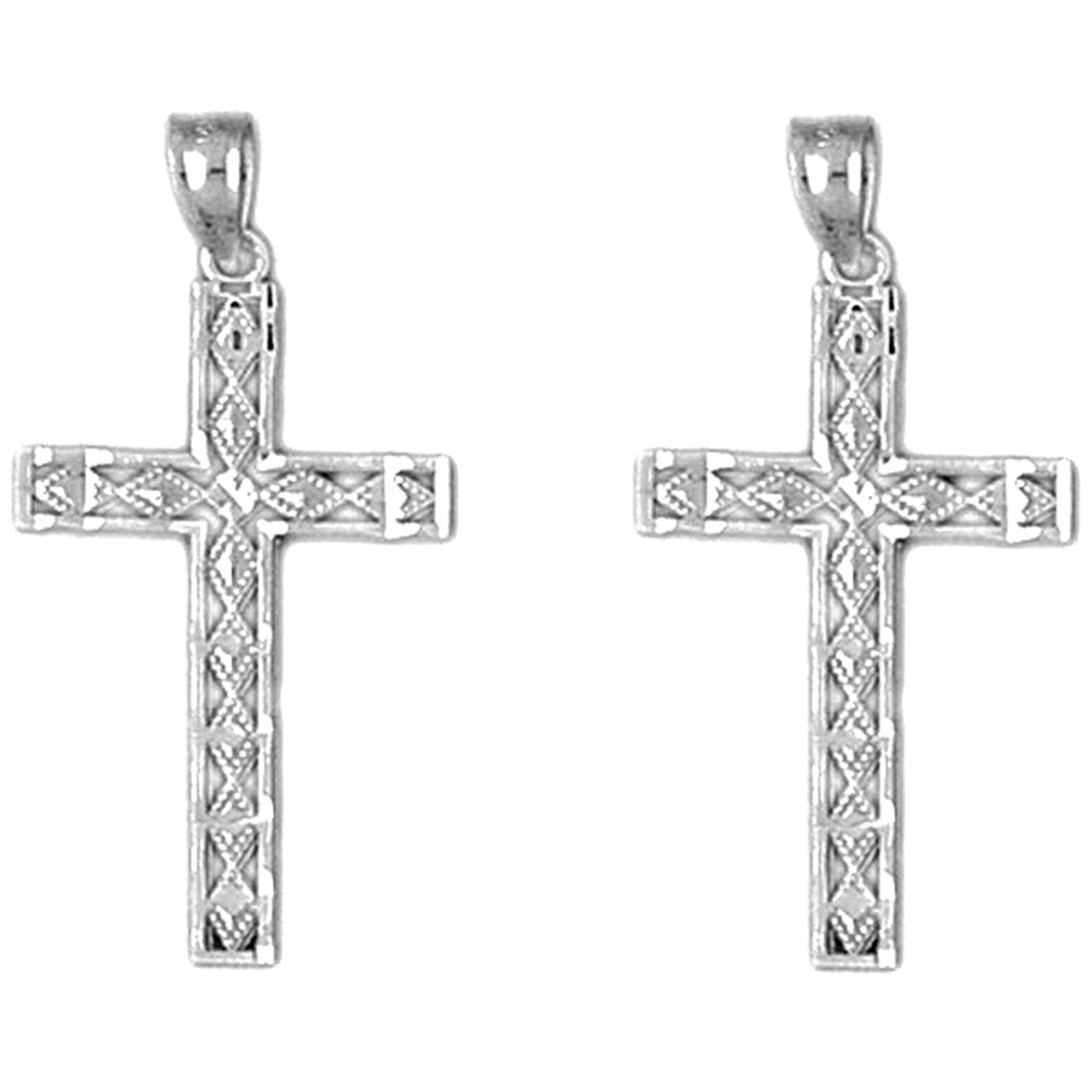 14K or 18K Gold 31mm Latin Cross Earrings