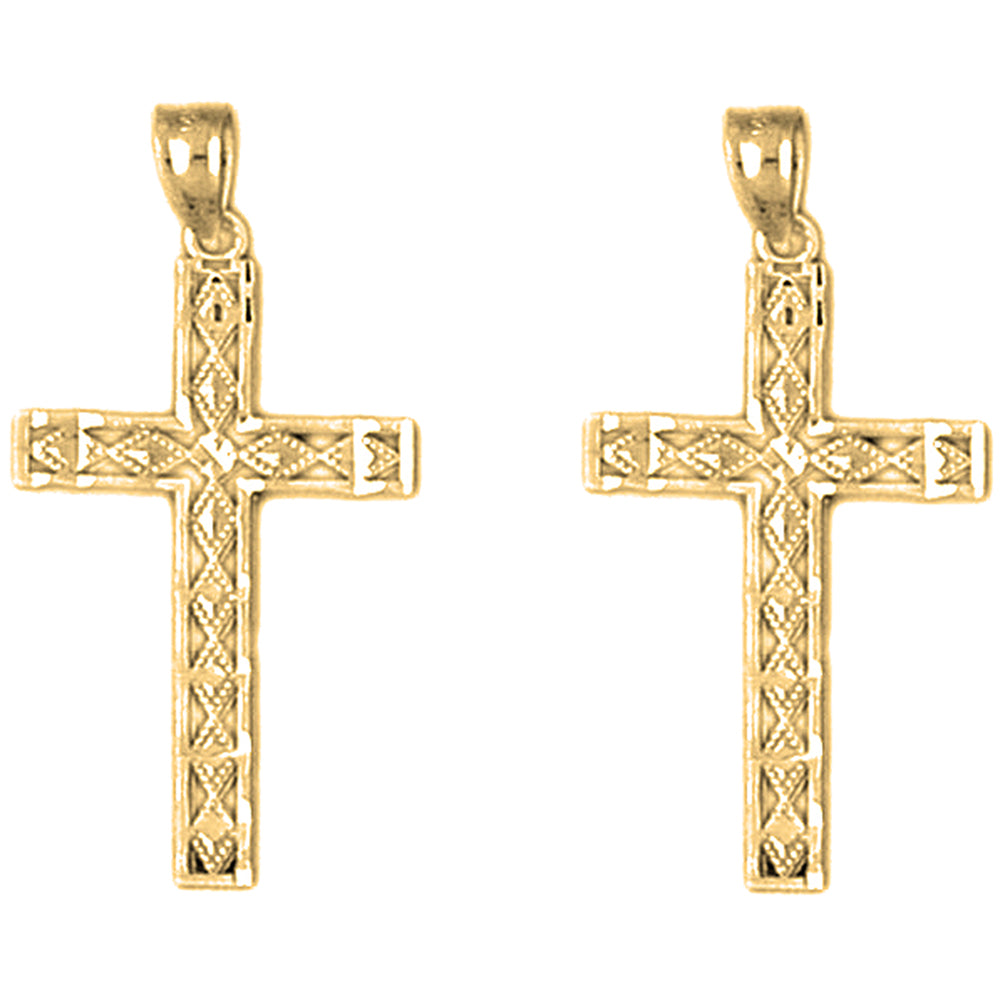 14K or 18K Gold 31mm Latin Cross Earrings