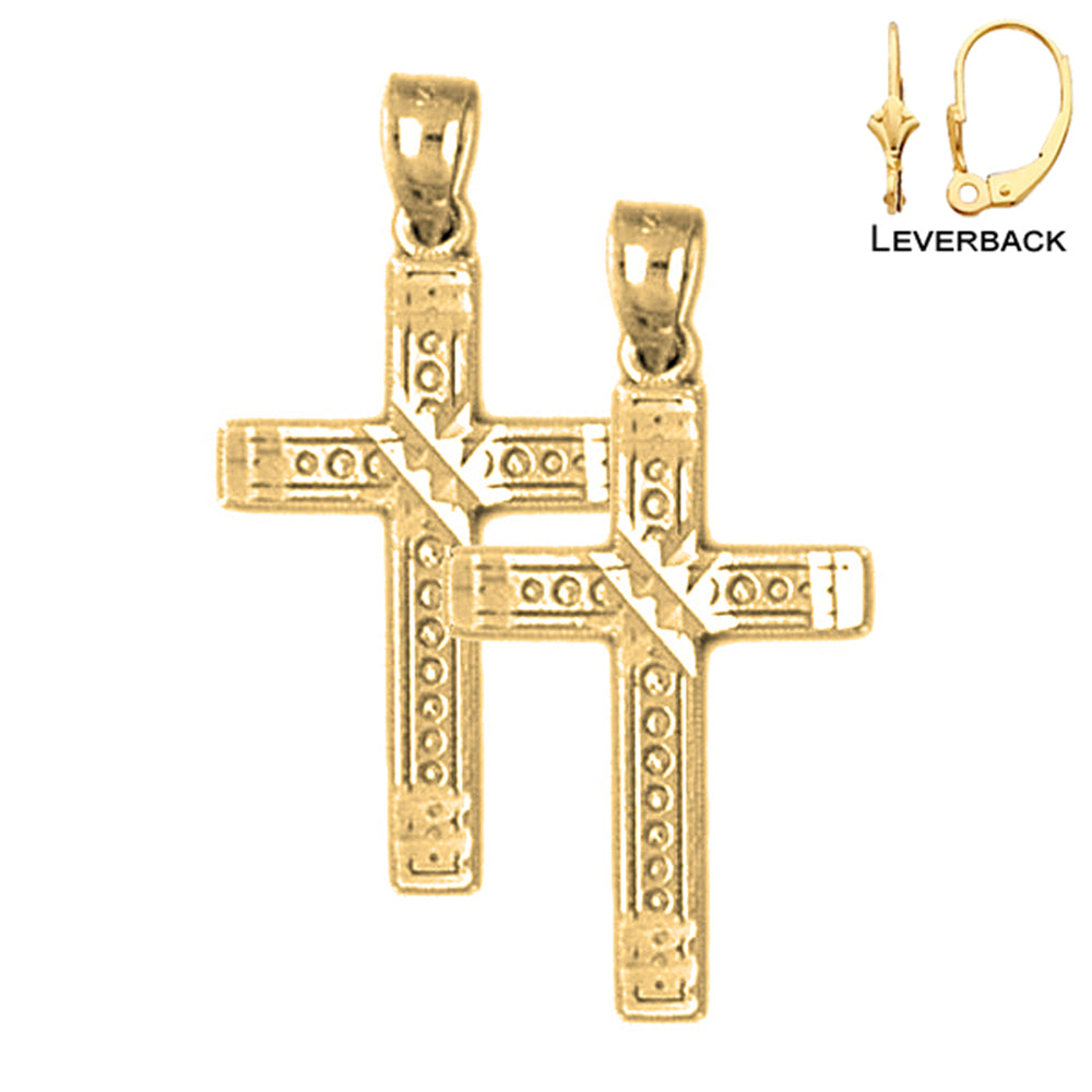 14K or 18K Gold Latin Cross Earrings