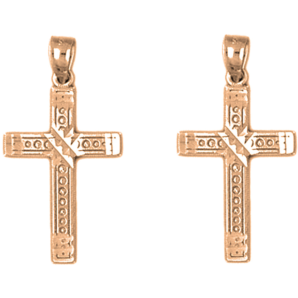 14K or 18K Gold 27mm Latin Cross Earrings