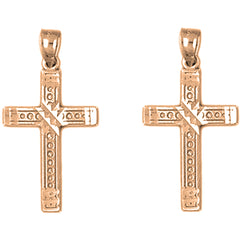 14K or 18K Gold 27mm Latin Cross Earrings