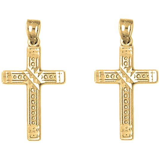 14K or 18K Gold 27mm Latin Cross Earrings