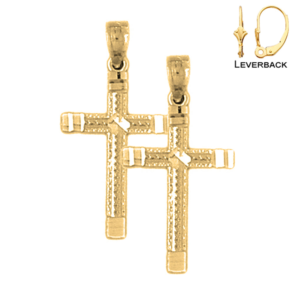 14K or 18K Gold Latin Cross Earrings