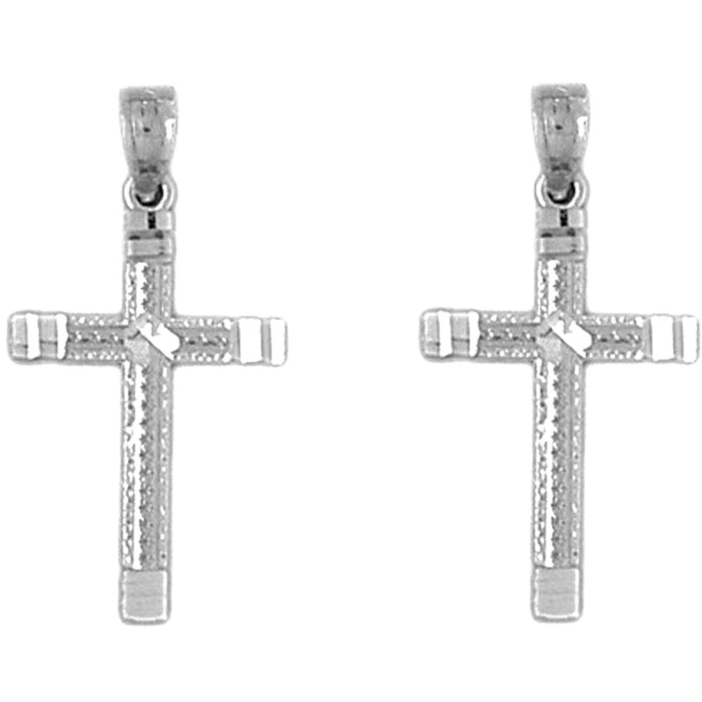 14K or 18K Gold 27mm Latin Cross Earrings