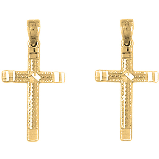 14K or 18K Gold 27mm Latin Cross Earrings