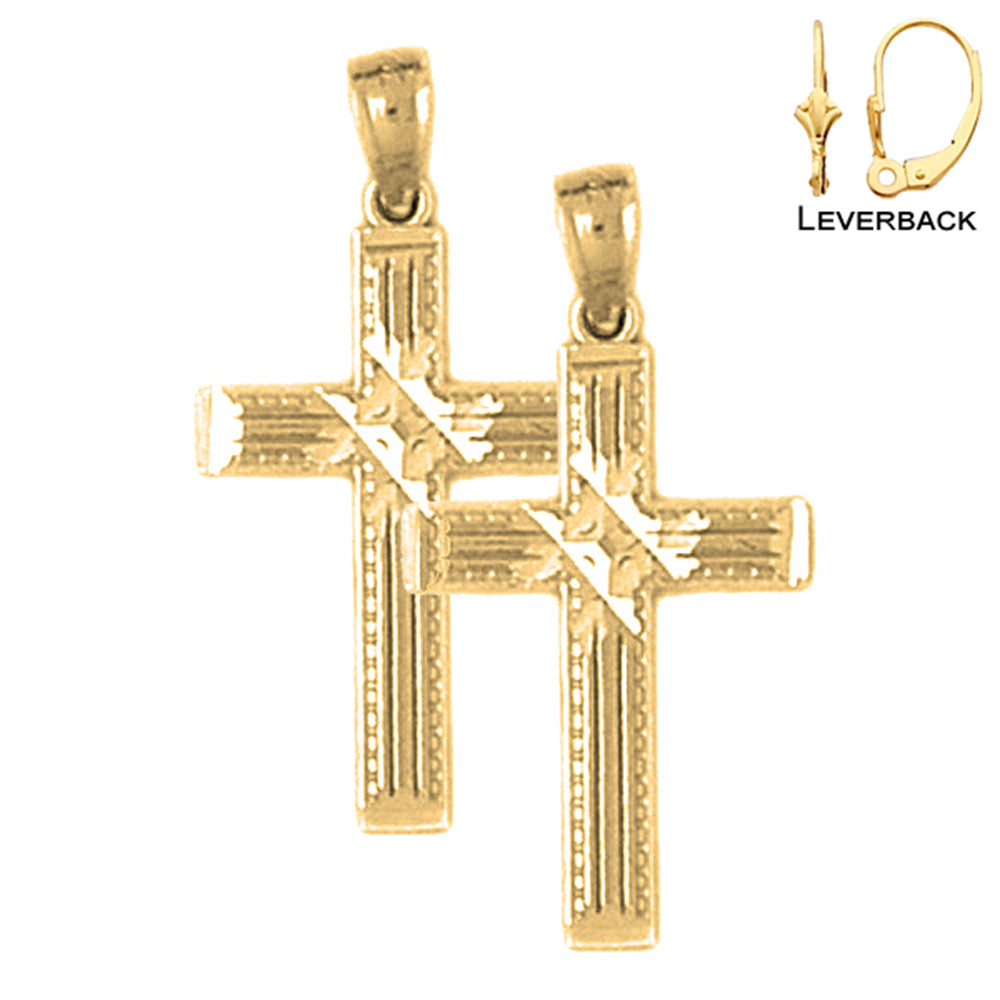 14K or 18K Gold Latin Cross Earrings