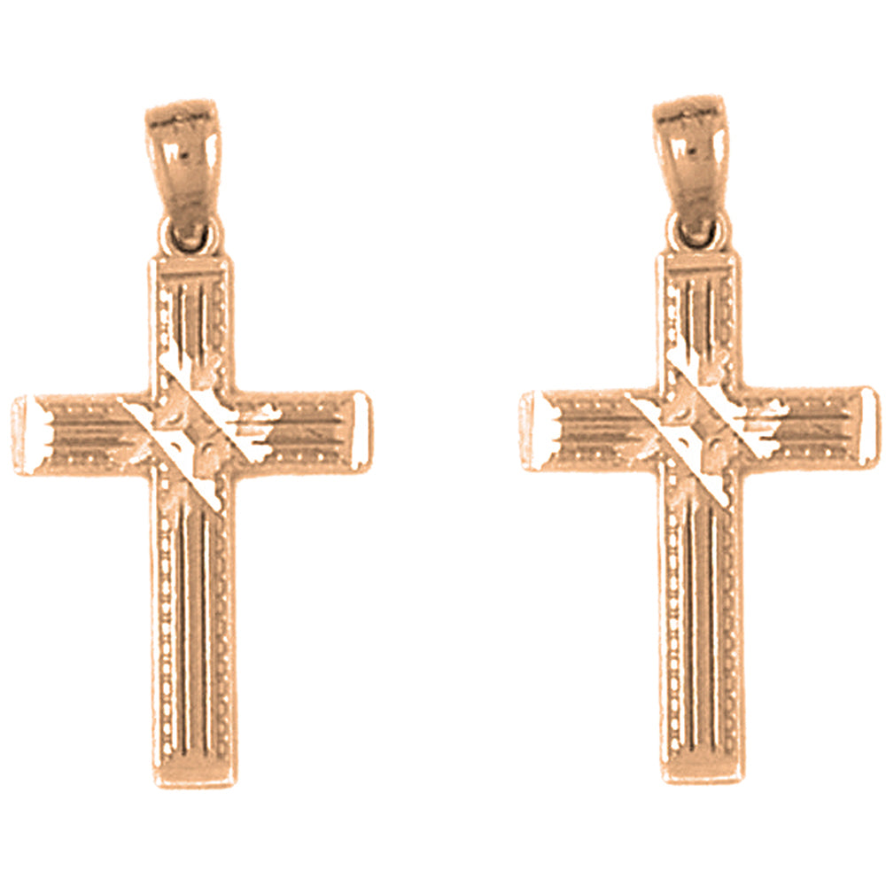 14K or 18K Gold 27mm Latin Cross Earrings