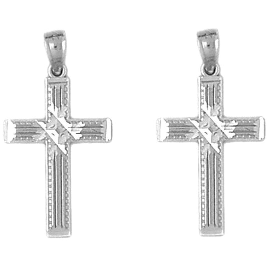 14K or 18K Gold 27mm Latin Cross Earrings