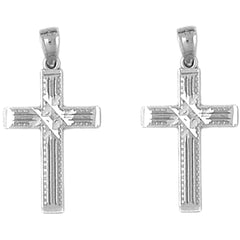 Sterling Silver 27mm Latin Cross Earrings
