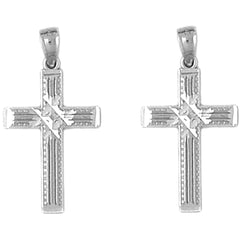 14K or 18K Gold 27mm Latin Cross Earrings