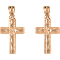 14K or 18K Gold 24mm Latin Cross Earrings