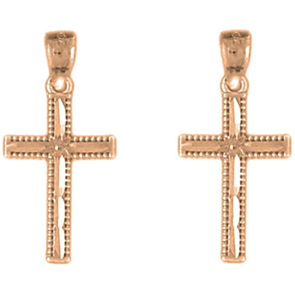 14K or 18K Gold 23mm Latin Cross Earrings