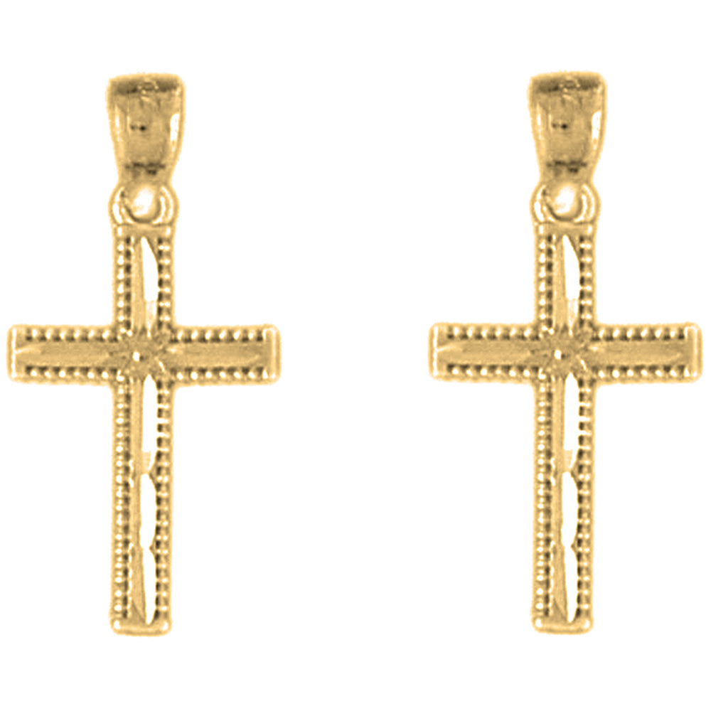 14K or 18K Gold 23mm Latin Cross Earrings