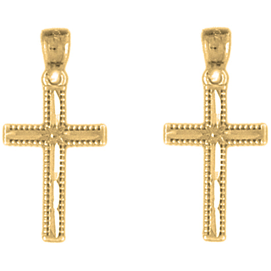 14K or 18K Gold 23mm Latin Cross Earrings