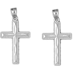 Sterling Silver 27mm Latin Cross Earrings