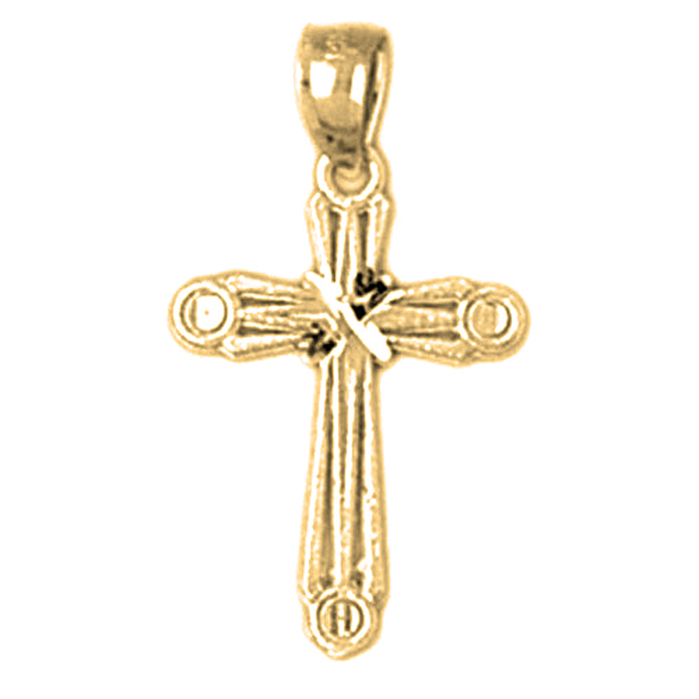 14K or 18K Gold Budded Cross Pendant