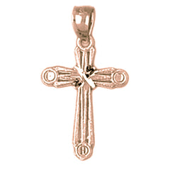 14K or 18K Gold Budded Cross Pendant