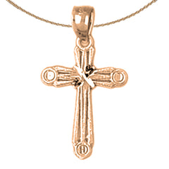 14K oder 18K Gold Knospenkreuz Anhänger