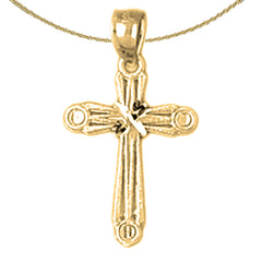 14K oder 18K Gold Knospenkreuz Anhänger