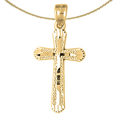 14K or 18K Gold Budded Cross Pendant