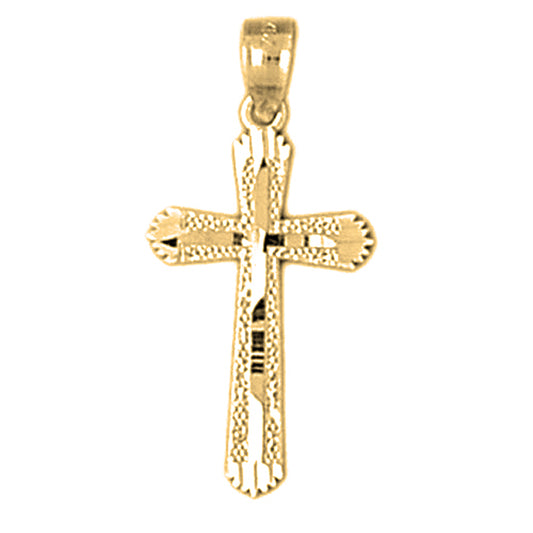 14K or 18K Gold Budded Cross Pendant