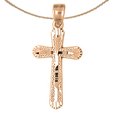 14K or 18K Gold Budded Cross Pendant