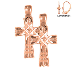 14K or 18K Gold Cross Earrings