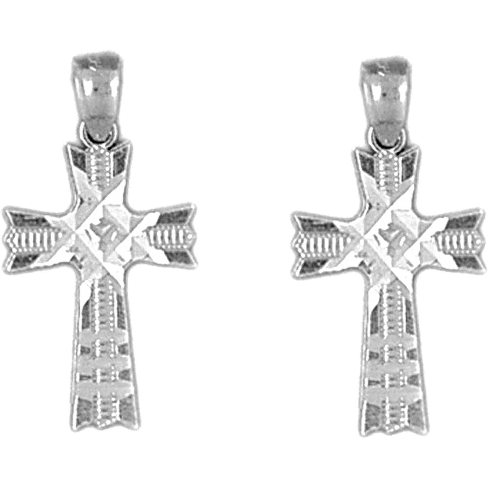 Sterling Silver 22mm Cross Earrings